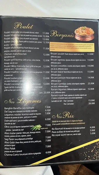 menu 1 of Le royal Shah Jahan