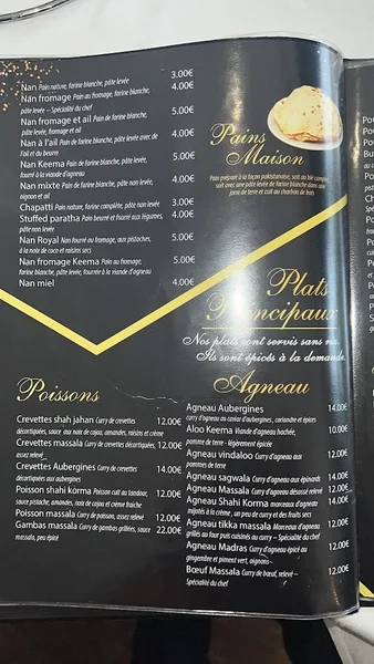 menu 2 of Le royal Shah Jahan