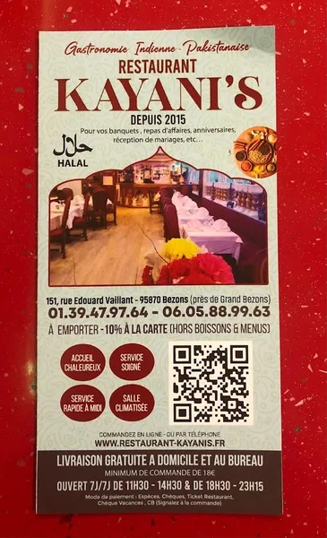 menu 0 of Restaurant Kayani’s