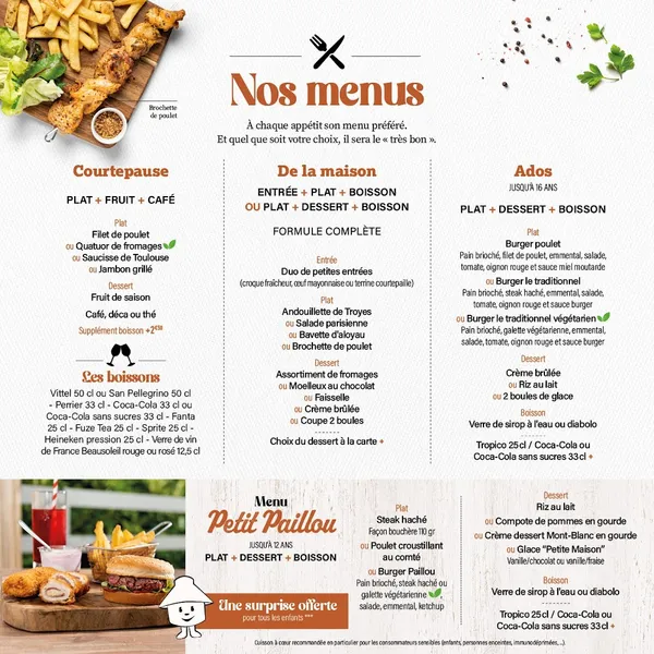 menu 1 of Courtepaille