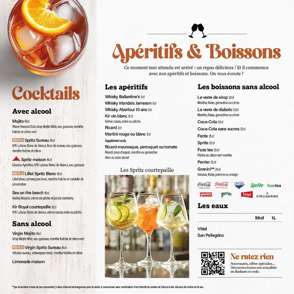 menu 2 of Courtepaille
