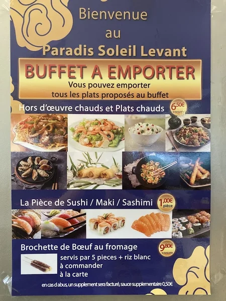 menu 1 of Paradis Soleil Levant