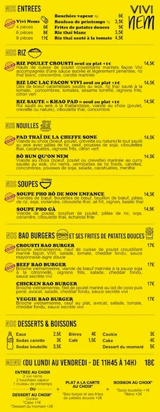 menu 0 of Restaurant Vivi Nem asiatique Chessy - Val d'europe