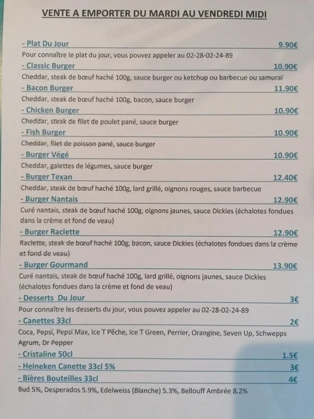 menu 2 of Le Dickies Diner