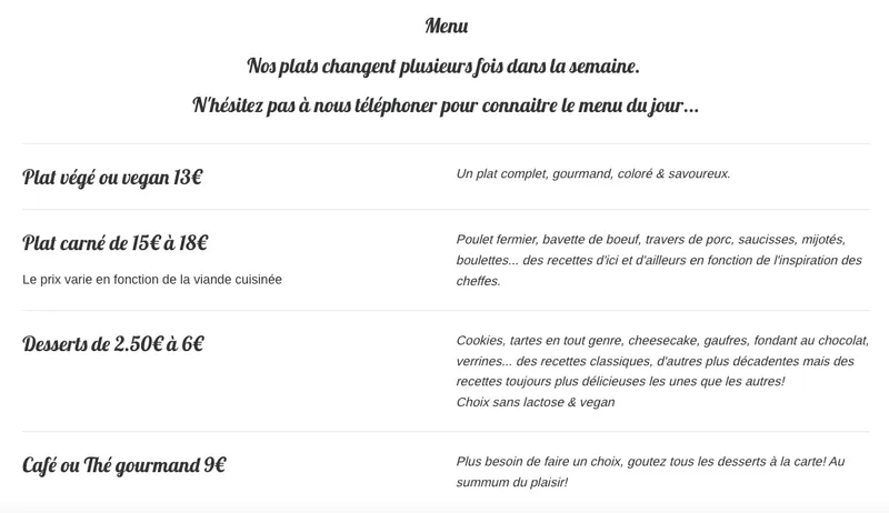 menu 0 of Les Gens Heureux