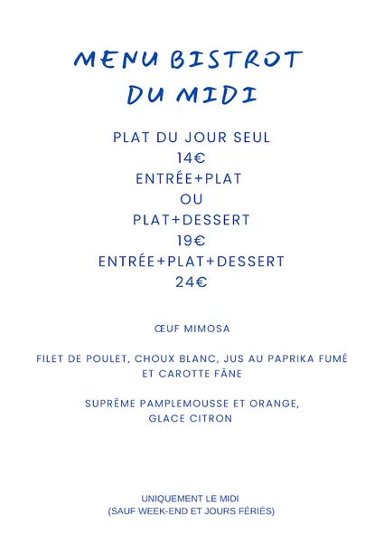 menu 1 of La Barge Restaurant