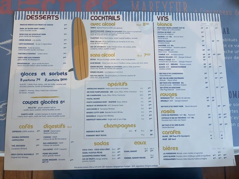 menu 0 of La Criée Gonesse