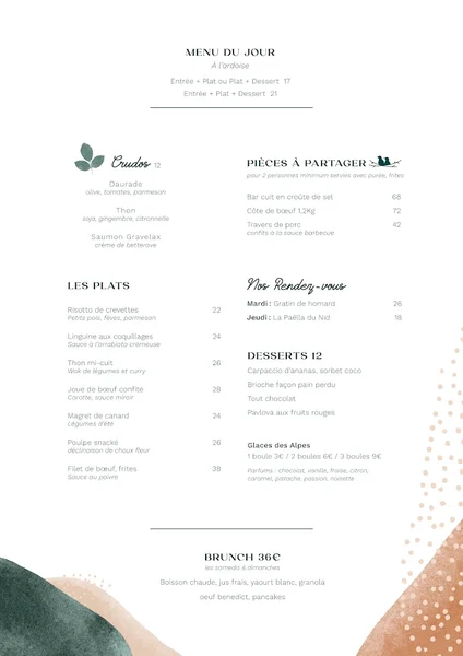 menu 0 of Le Nid Restaurant