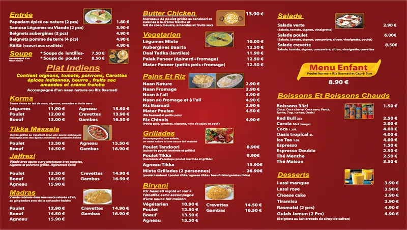 menu 0 of Indian Palace