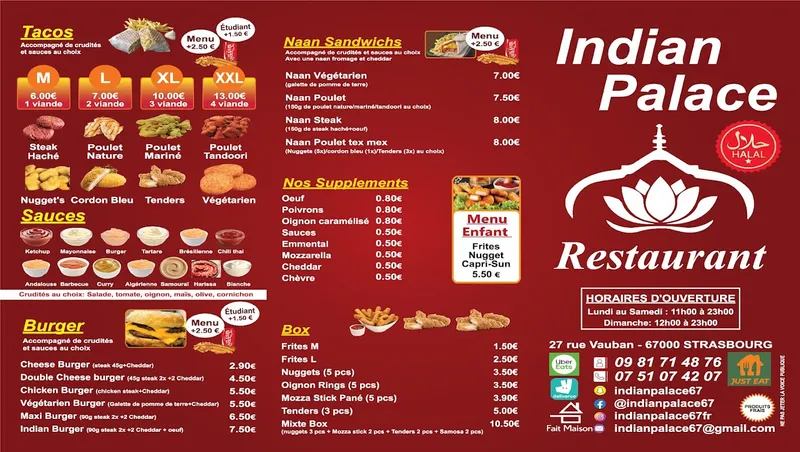 menu 1 of Indian Palace