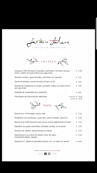 menu 1 of Fantasie Italiane