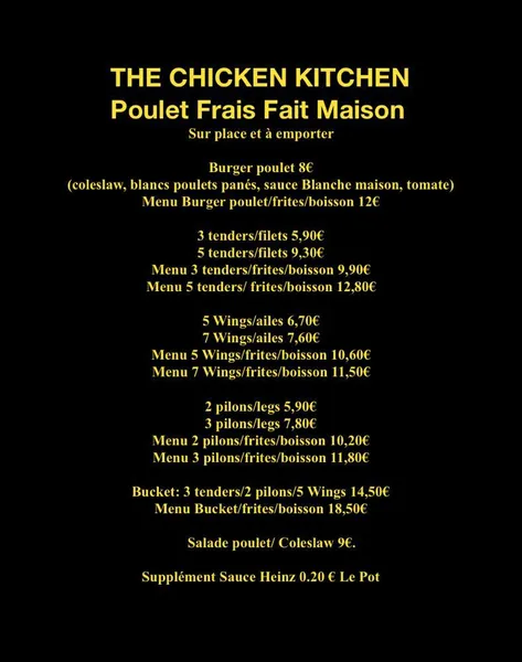 menu 0 of The Chicken Kitchen Hendaye