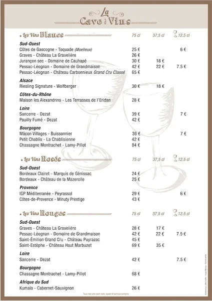 menu 1 of Restaurant Les Pavois Port de Larros Gujan Mestras