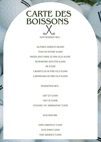 menu 2 of Restaurant du Golf