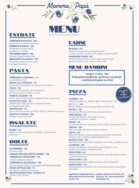 menu 0 of Mamma et Papa