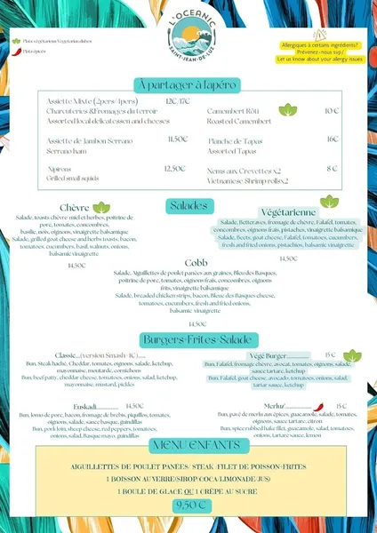 menu 0 of L'Océanic
