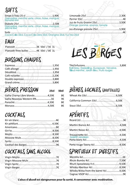 menu 0 of Les Barges