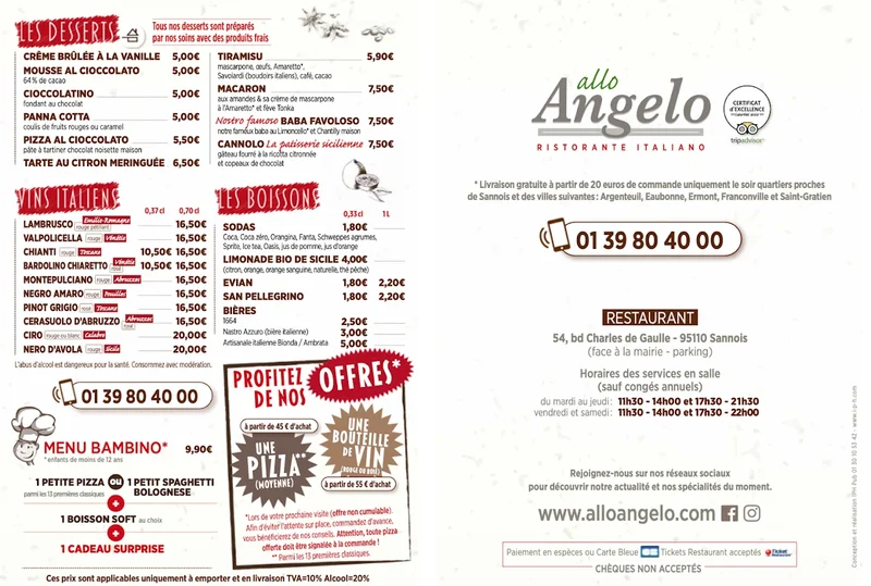 menu 2 of Allo Angelo
