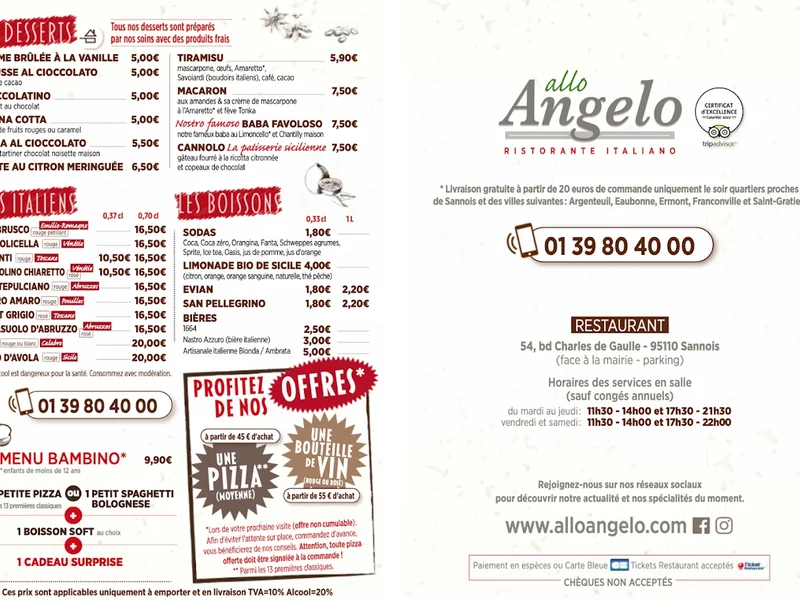 menu 2 of Allo Angelo