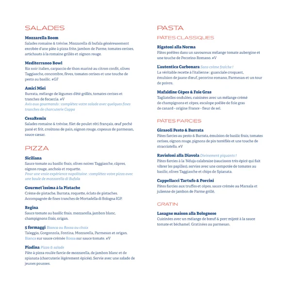 menu 2 of IL RISTORANTE - le restaurant Italien de Thouaré sur Loire