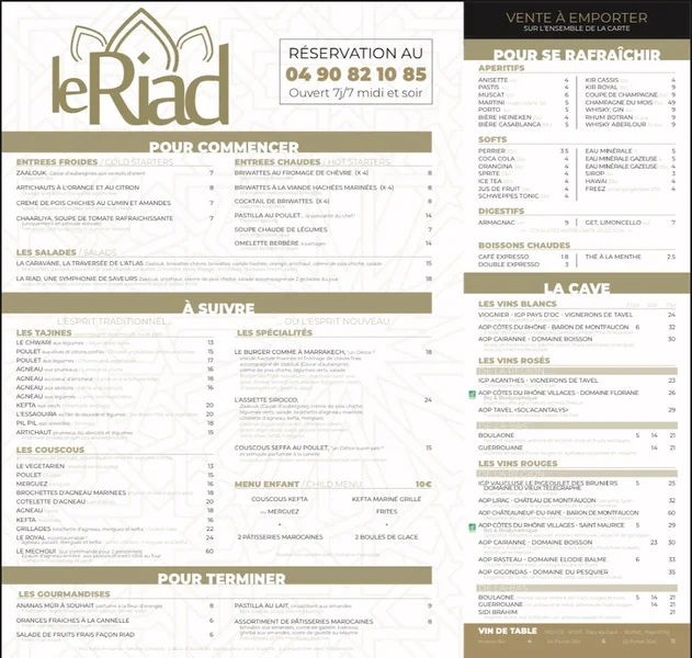 menu 1 of Le Riad