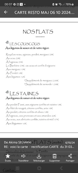 menu 0 of L'alhambra