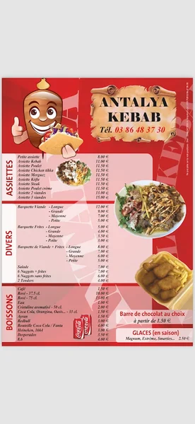 menu 1 of Antalya kebab Moneteau
