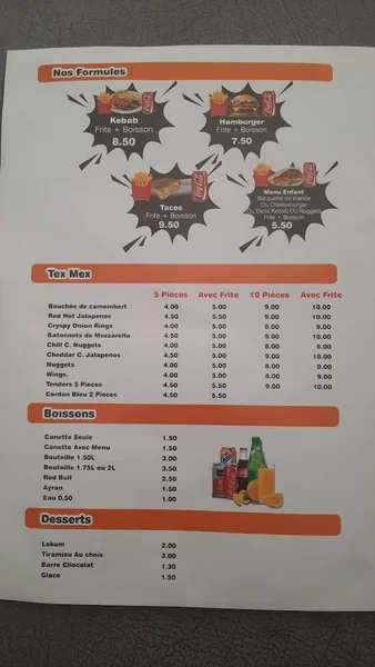 menu 2 of Aux Délices d'Istanbul