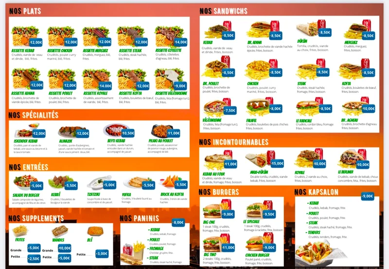 menu 1 of TAKSIM KEBAB