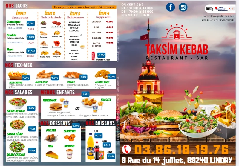 menu 0 of TAKSIM KEBAB