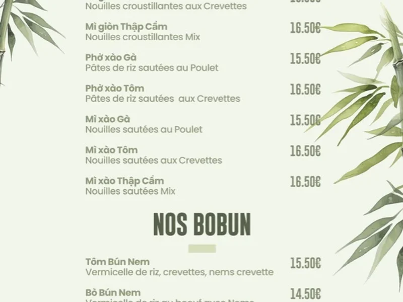 menu 1 of Vietnam Quan