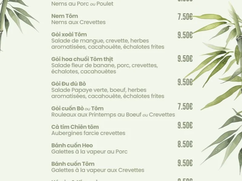 menu 2 of Vietnam Quan