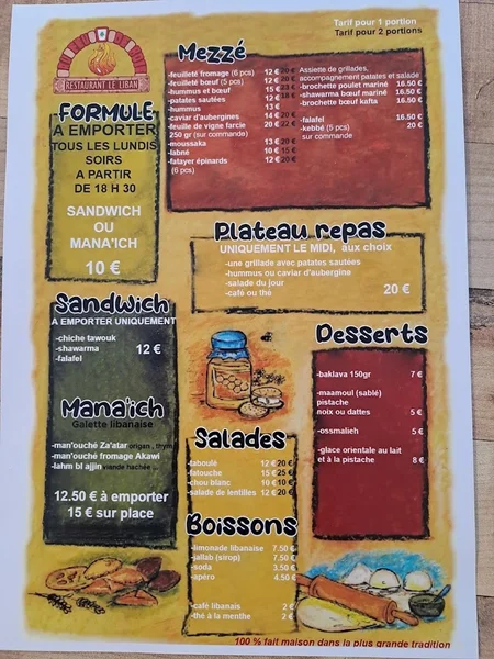 menu 0 of LE LIBAN