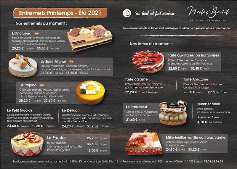 menu 0 of Récréation Sucrée par Nicolas Barbet