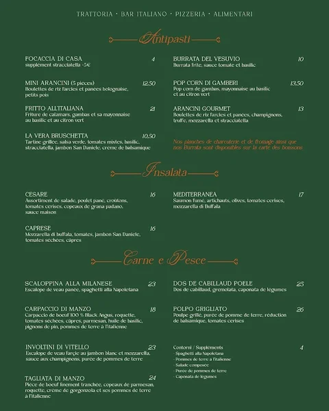 menu 1 of LA FAMIGLIA