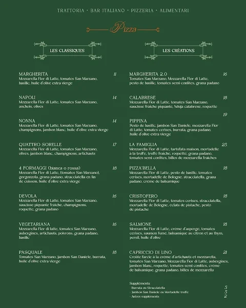 menu 2 of LA FAMIGLIA