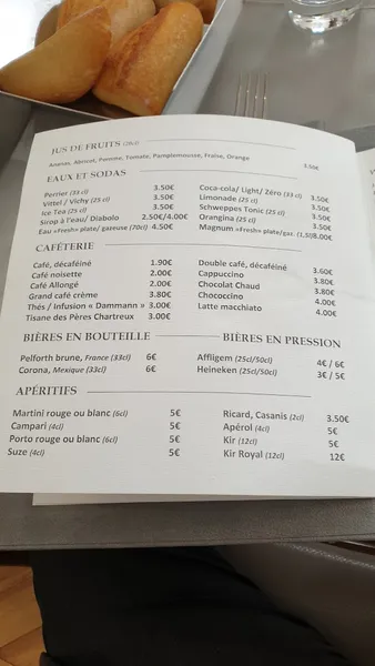 menu 1 of Brasserie Chavant Voiron