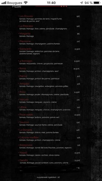 menu 0 of Les Douves