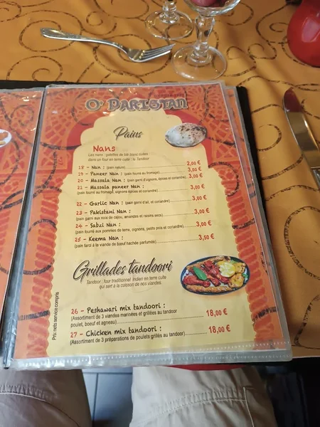 menu 0 of O'Pakistan