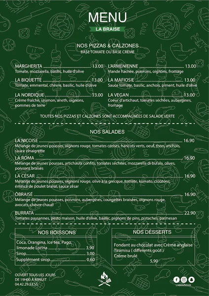 menu 0 of La Braise