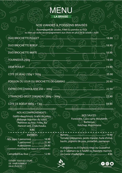 menu 1 of La Braise