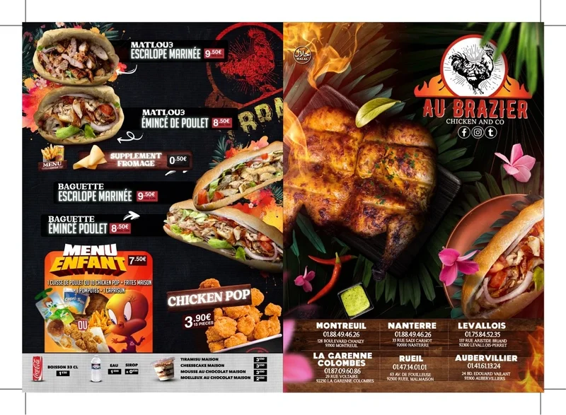 menu 1 of AU BRAZIER NANTERRE - Restaurant Poulet Braisé