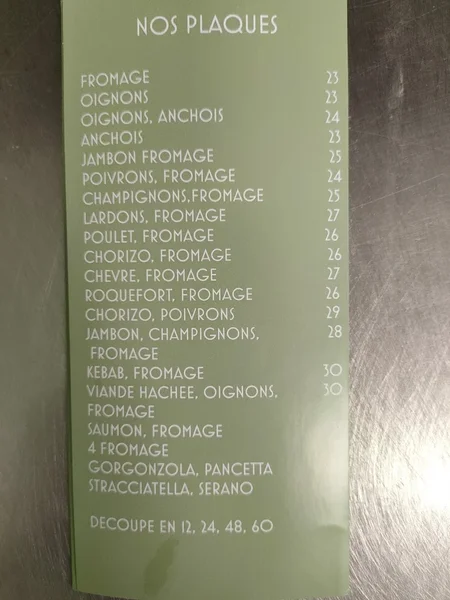 menu 2 of La Pissalad'Hyères