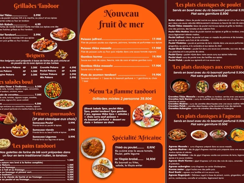 menu 0 of La Flamme Tandoori