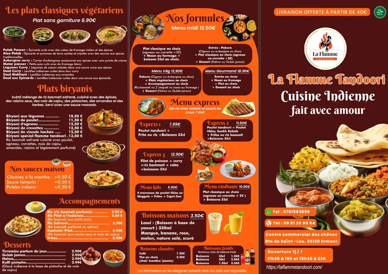 menu 1 of La Flamme Tandoori