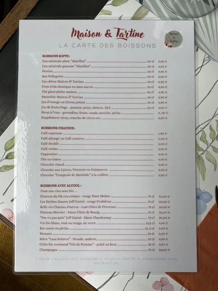 menu 0 of Maison & Tartine Arcachon