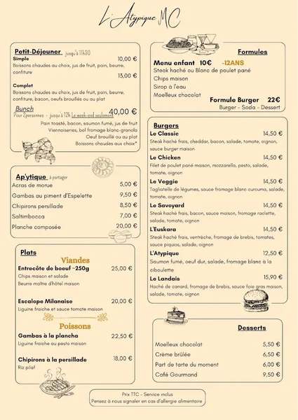 menu 0 of L'Atypique MC