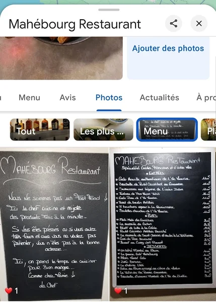 menu 0 of Mahébourg Restaurant
