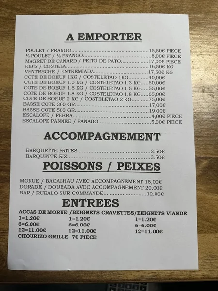 menu 0 of Churrasco Transmontano