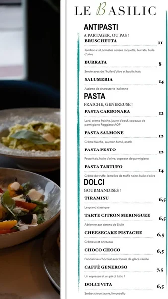 menu 1 of Le Basilic